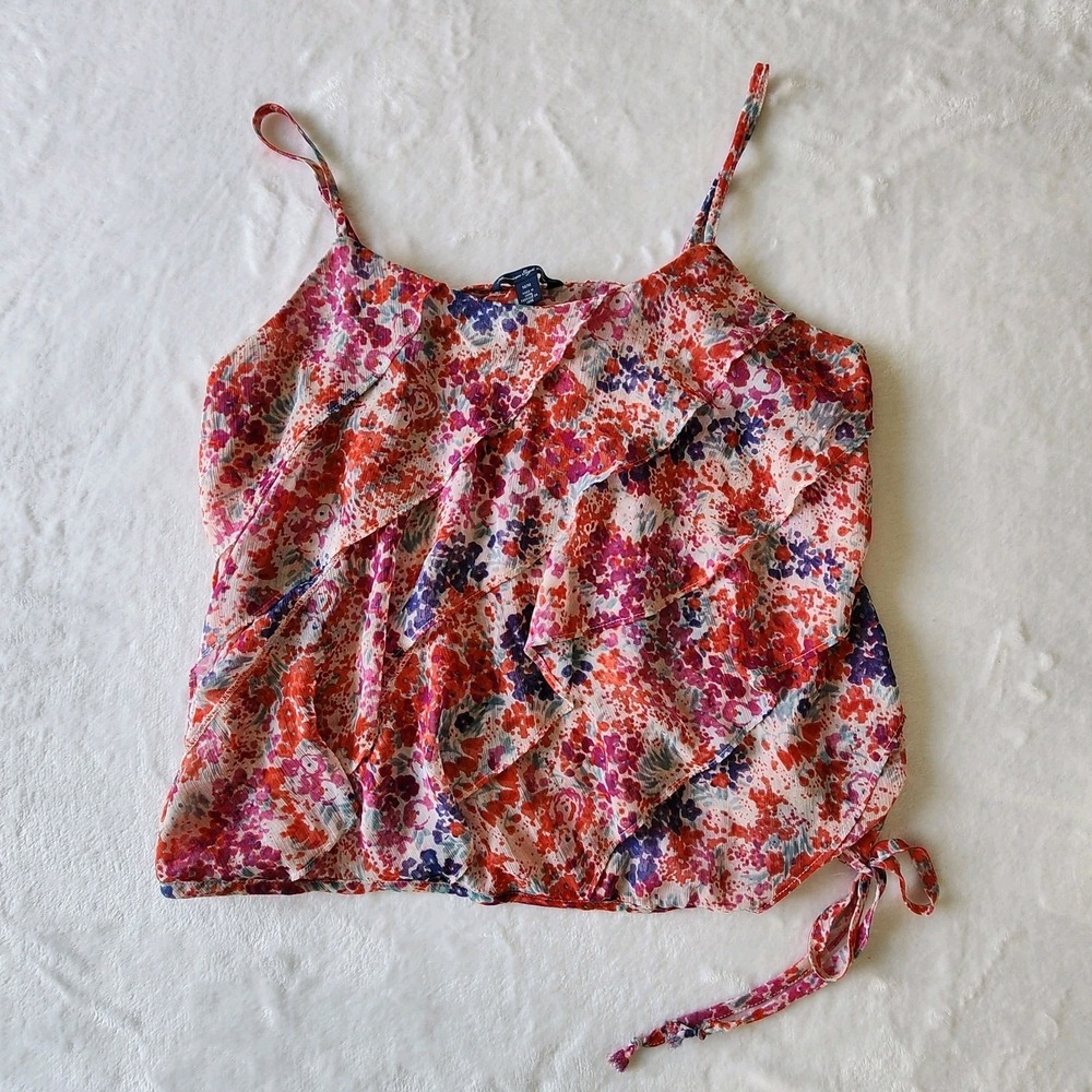 American Eagle‎ Ruffle Cami Womens Medium Tank Fairy Floral Feminine Ditsy Y2K - Picture 8 of 13